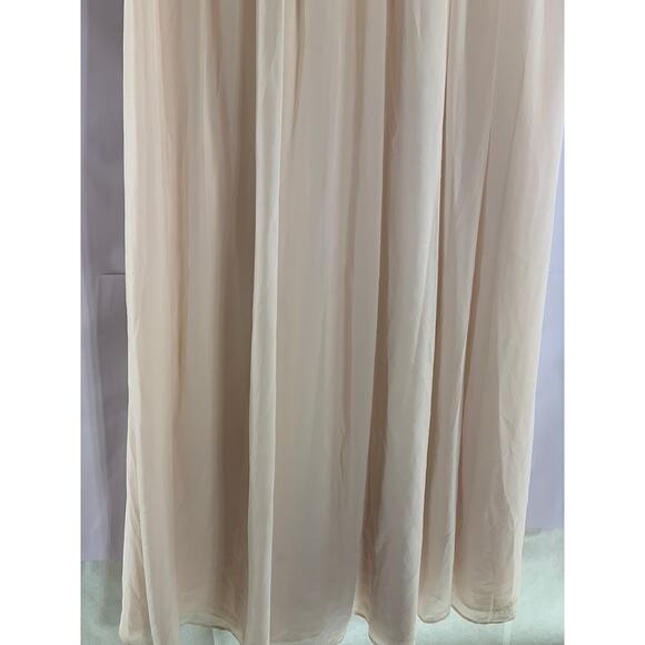 AZAZIE Women's Beige Double V-Neck Sleeveless Mesh Maxi A-Line Dress SZ 12 - Picture 8 of 12